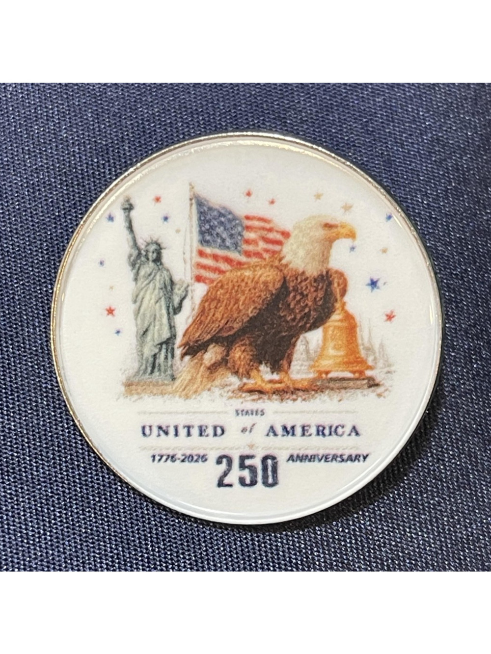 NWOT Eagle Statue Of Liberty Bell 250th Anniversary Lapel Pin Brooch Badge